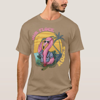 Unsere Herde rockt Flamingo Groovy Retro Junge T-Shirt