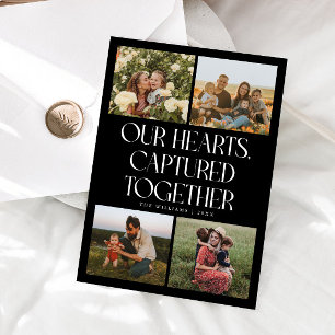 Unsere Herzen Schwarzes Multi-Foto Valentinstag  Feiertagskarte