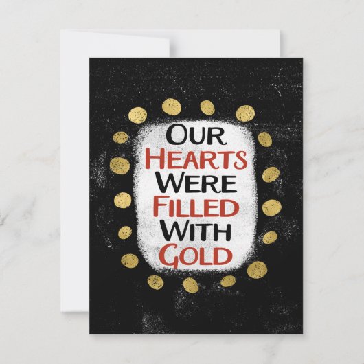 Unsere Herzen waren Gold Grußkarte Karte (Vorderseite)