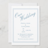 Unsere Hochzeit Dusty Blue Moderne Elegante Hochze Einladung (Vorderseite)