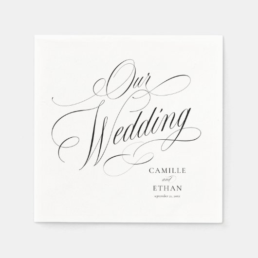 Unsere Hochzeit Elegant Script Papier Serviette (Vorderseite)