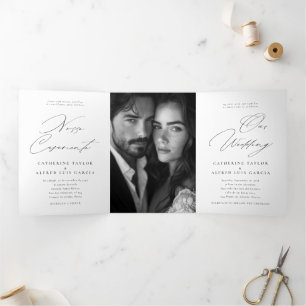 Unsere Hochzeit Englisch Portugiesische Hochzeit Dreifach Gefaltete Einladung