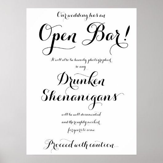 Unsere Hochzeit hat ein offenes Bar-Schild Poster (Vorne)