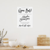 Unsere Hochzeit hat ein offenes, weißes Plakat mit (Küche)