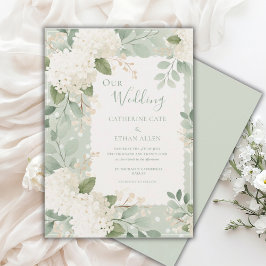 Unsere Hochzeit Weiße Hortensien Vintage-Hochzeit Einladung