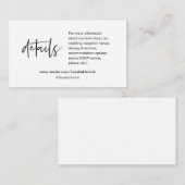 Unsere Hochzeitsdetails, moderne Kalligraphie Begleitkarte (Vorne/Hinten)