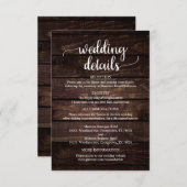 Unsere Hochzeitsdetails, rustikale Navy Blue Scrip Begleitkarte (Vorne/Hinten)