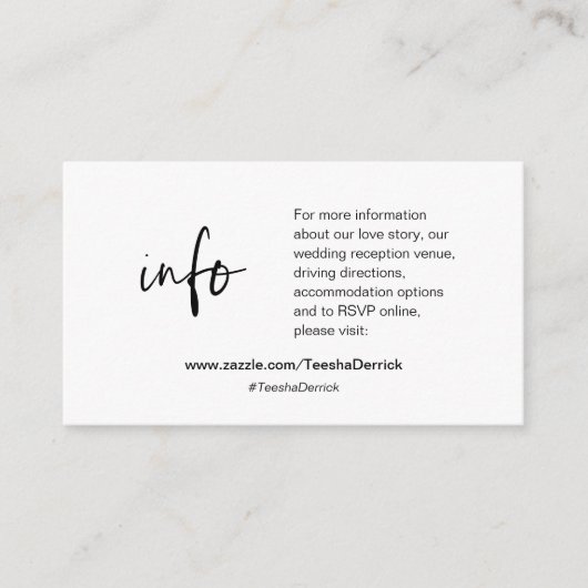 Unsere Hochzeitsdetails, Website, UAWG, Eintrittsk Begleitkarte (Vorderseite)