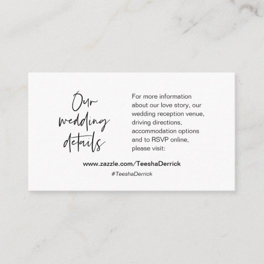 Unsere Hochzeitsdetails, Website, UAWG, Eintrittsk Begleitkarte (Vorderseite)