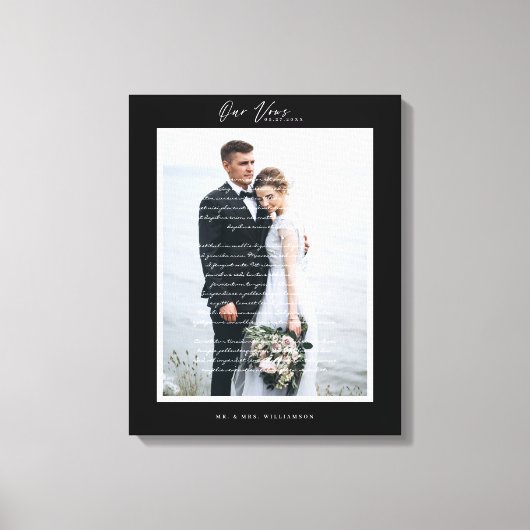 Unsere Hochzeitsskripte & Minimaler Schwarzer Rahm Leinwanddruck (Vorderseite)