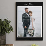 Unsere Hochzeitsskripte & Minimaler Schwarzer Rahm Leinwanddruck<br><div class="desc">Neuer Herr & Frau Hochzeit Tag unsere Gelübde & Foto halten Leinwand drucken, um immer an Ihren besonderen Tag und Ihre Liebe zu erinnern und einander zu versprechen. Dieses elegante Hochzeitstag-Sake-Leinwand zeichnet sich durch ein einfaches, minimales Foto-Layout aus, um Ihr eigenes Hochzeitstag-Foto mit einem dicken schwarzen Rahmen zu zeigen. "Unsere...</div>