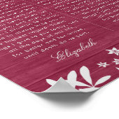 Unsere Hochzeitssöhne Burgundy Blumenwald Jubiläum Poster (Ecke)