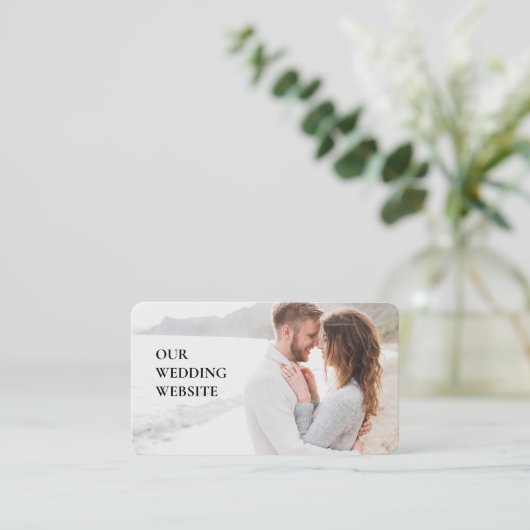 Unsere Hochzeitswebsite QR Code Custom Foto Scan h Begleitkarte (Stehend Vorderseite)