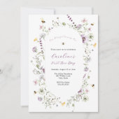 Unsere Honigbiene Lila Wildblume Geburtstag Einladung (Vorderseite)