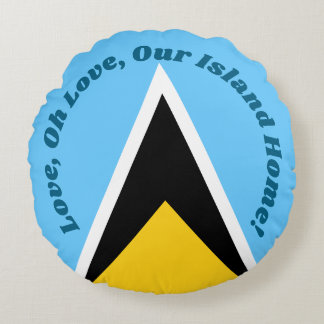 Unsere Inselheimat | Saint Lucia-Flagge Hymnenphra Rundes Kissen