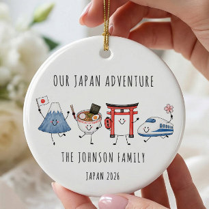 Unsere Japan-Abenteuer-Familien-Weihnachtsdekorati Keramik Ornament