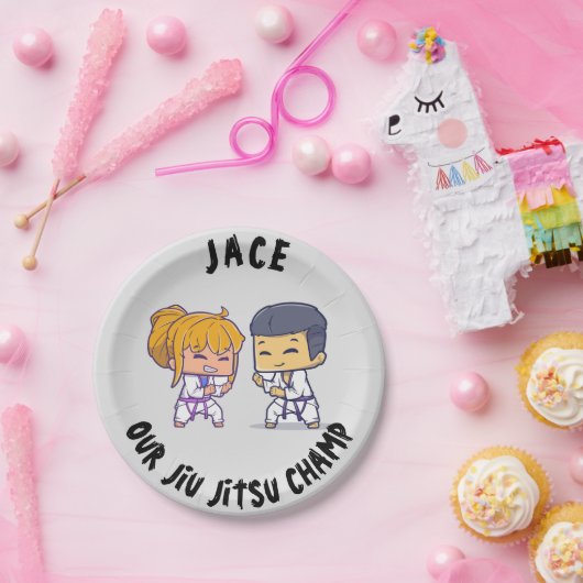 Unsere Jiu Jitsu Champ Birthday Papierplatte Pappteller (Party)