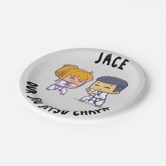 Unsere Jiu Jitsu Champ Birthday Papierplatte Pappteller (Schrägansicht)