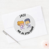 Unsere Jiu Jitsu Champ Birthday Papierplatte Runder Aufkleber (Umschlag)