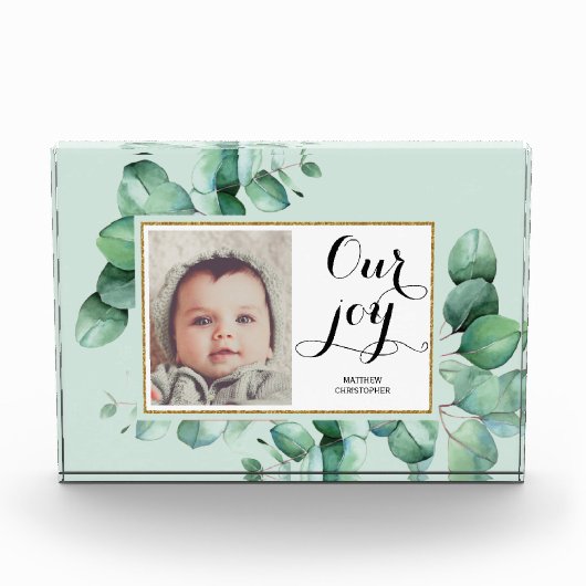 UNSERE JOY Modernes Drehbuch Eucalyptus Floral Bab Fotoblock (Vorderseite)