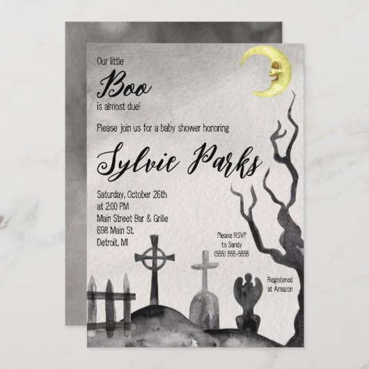 Unsere kleine Bank ist fast Due Graveyard Baby Dus Einladung (Vorne/Hinten)