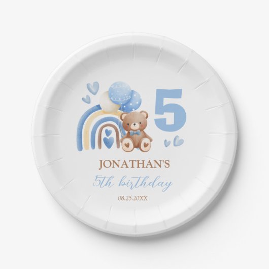 Unsere kleine Bärenballon zum Geburtstag Pappteller (Vorderseite)