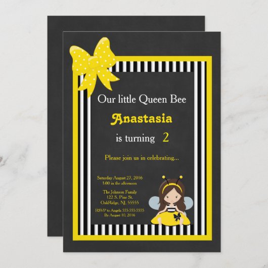 Unsere kleine Biene Einladung (Vorne/Hinten)