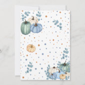 Unsere kleine blaue Pumpkin Fall Birthday Party Einladung (Rückseite)