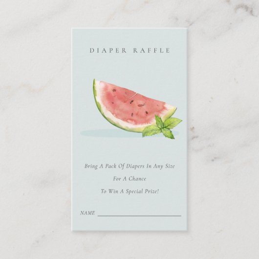Unsere kleine Blue Melon Diaper Raffle Baby Dusche Begleitkarte (Vorderseite)