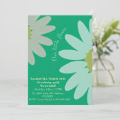 Unsere kleine Blume verwandelt einen Blumenjade-Ge Einladung (Stehend Vorderseite)