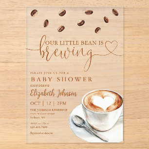 Unsere kleine Bohne braut Kaffee - Babyparty Acryleinladungen
