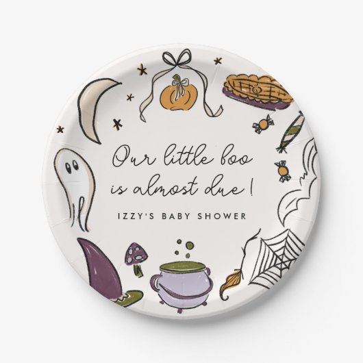 Unsere kleine Boo fast gerade wegen Halloween Baby Pappteller (Vorderseite)
