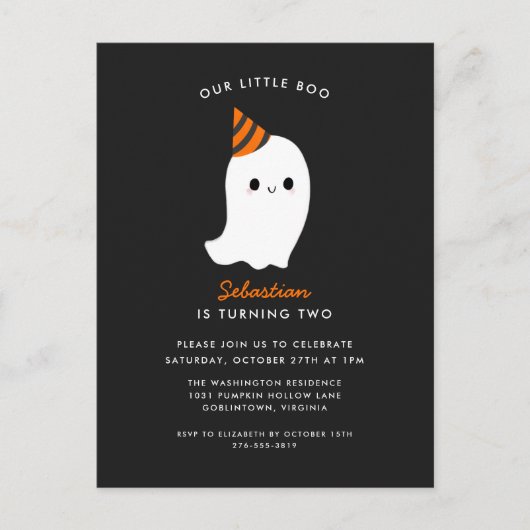 Unsere kleine Boo Halloween Geburtstagsparty Postkarte (Vorderseite)