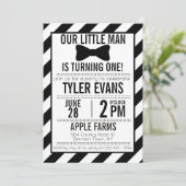 Unsere kleine Bowtie zum Geburtstag Einladung (Stehend Vorderseite)