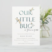 Unsere kleine Bug Blue Dragonfly jeden Geburtstag Einladung (Stehend Vorderseite)