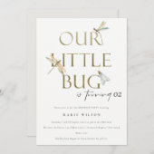 Unsere kleine Bug Gold Dragonfly jeden Geburtstag Einladung (Vorne/Hinten)