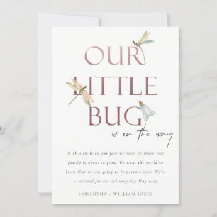 Unsere kleine Bug Pink Dragonfly Baby Ankündigung