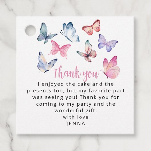 Unsere kleine Butterfly-Foto-Geburtstagsparty Geschenkanhänger (Vorderseite)