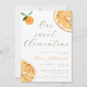 Unsere kleine Clementine Elegant Script Baby Showe Einladung (Vorderseite)
