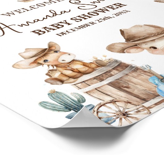 Unsere kleine Cowboy Wild West Baby Dusche Willkom Poster (Ecke)