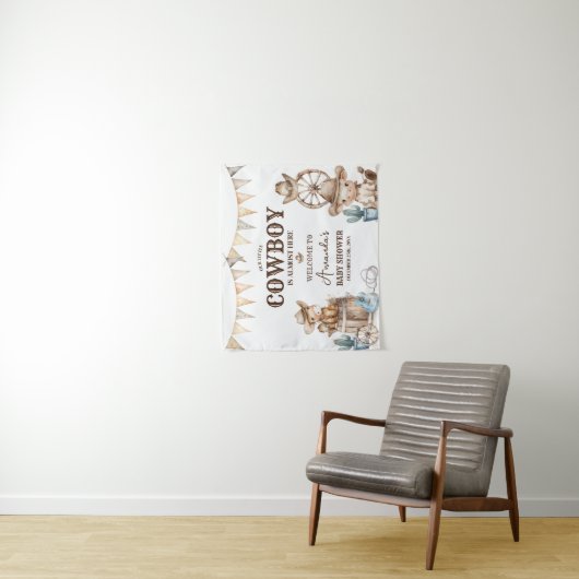 Unsere kleine Cowboy Wild West Baby Dusche Willkom Wandteppich (Beispiel)