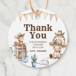 Unsere kleine Cowboy Wild West Babydusche Geschenkanhänger