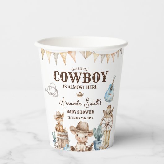 Unsere kleine Cowboy Wild West Babydusche Pappbecher (Vorderseite)