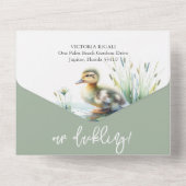 Unsere kleine Duckling Watercolor Babydusche All In One Einladung (Rückseite)