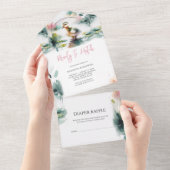 Unsere kleine Duckling Watercolor Babydusche All In One Einladung (Abreißen)