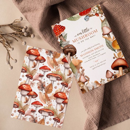 Unsere kleine Dusche aus Mushroom Boho Fall Baby Einladung