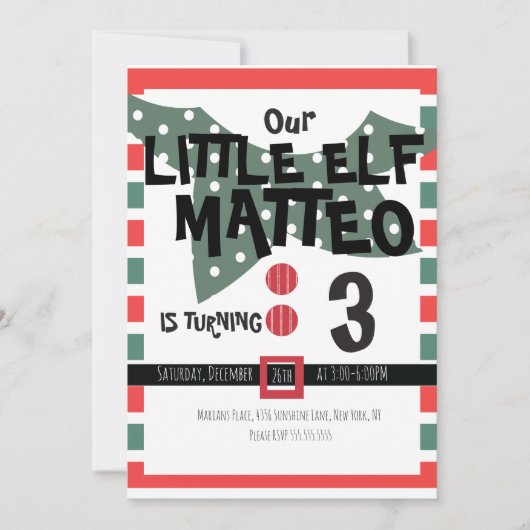 Unsere kleine Elf-Elf-Kostüme jedes Alters Geburts Einladung (Vorderseite)