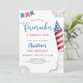 Unsere kleine Firecracker Einladung zum 1. Geburts (Stehend Vorderseite)