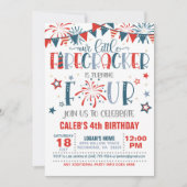 Unsere kleine Firecracker zum 4. Geburtstag Einladung (Vorderseite)