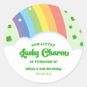 Unsere kleine glückliche Charm Rainbow Birthday Pa Runder Aufkleber (Vorderseite)